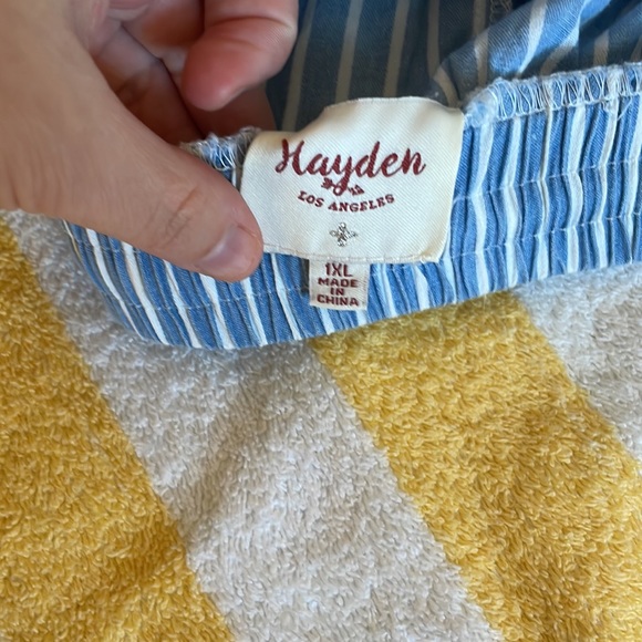 My Violet Blue High Waisted Pull On Pin Stripe Ruffle Shorts - Picture 5 of 5